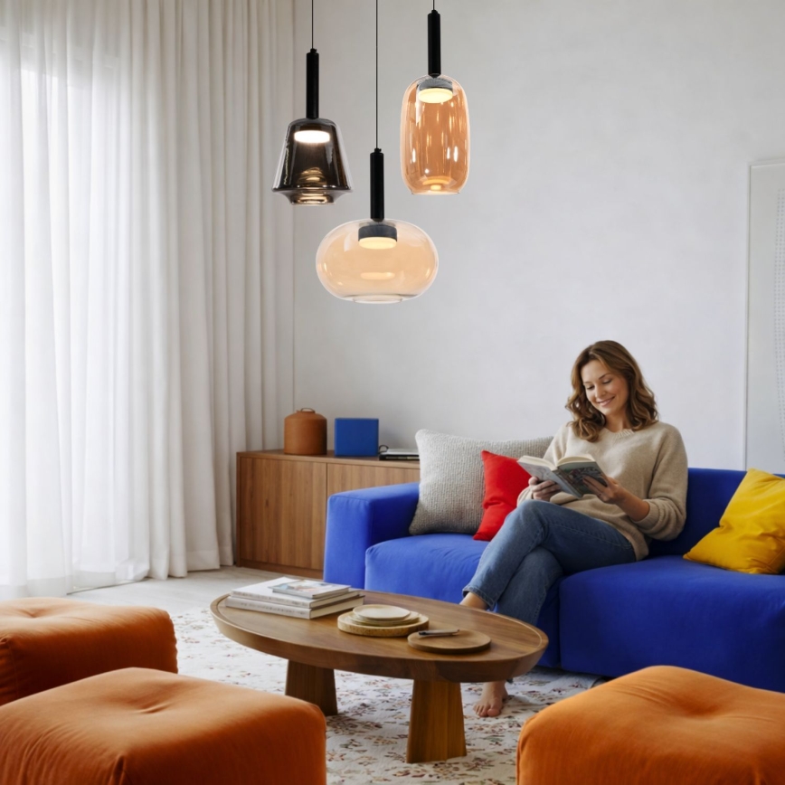 Lampada sospesa su cavo BUENO 1xGX53/9W/230V diam. 25 cm beige fumé