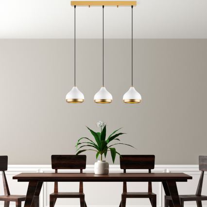 Lampada sospesa YILDO 3xE27/40W/230V bianco/oro