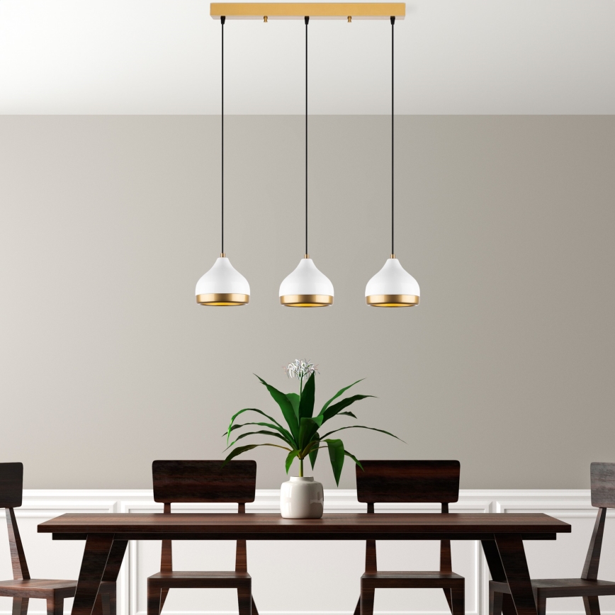 Lampada sospesa YILDO 3xE27/40W/230V bianco/oro