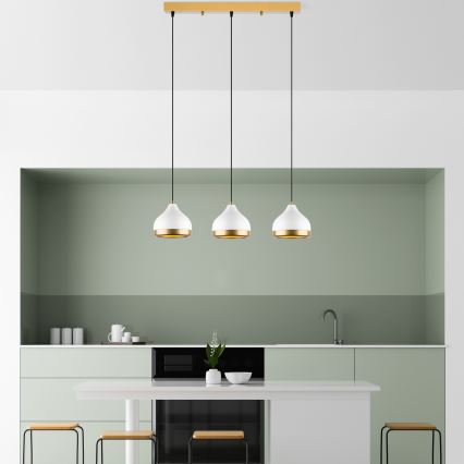 Lampada sospesa YILDO 3xE27/40W/230V bianco/oro