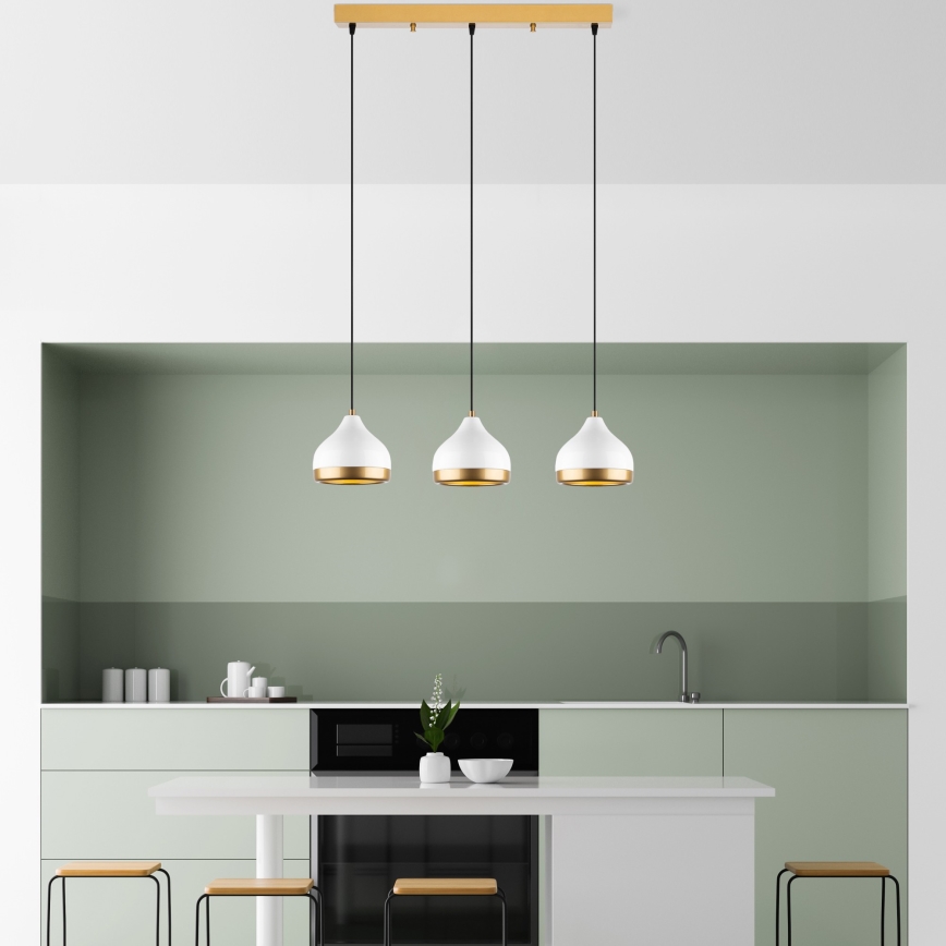 Lampada sospesa YILDO 3xE27/40W/230V bianco/oro