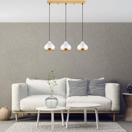 Lampada sospesa YILDO 3xE27/40W/230V bianco/oro