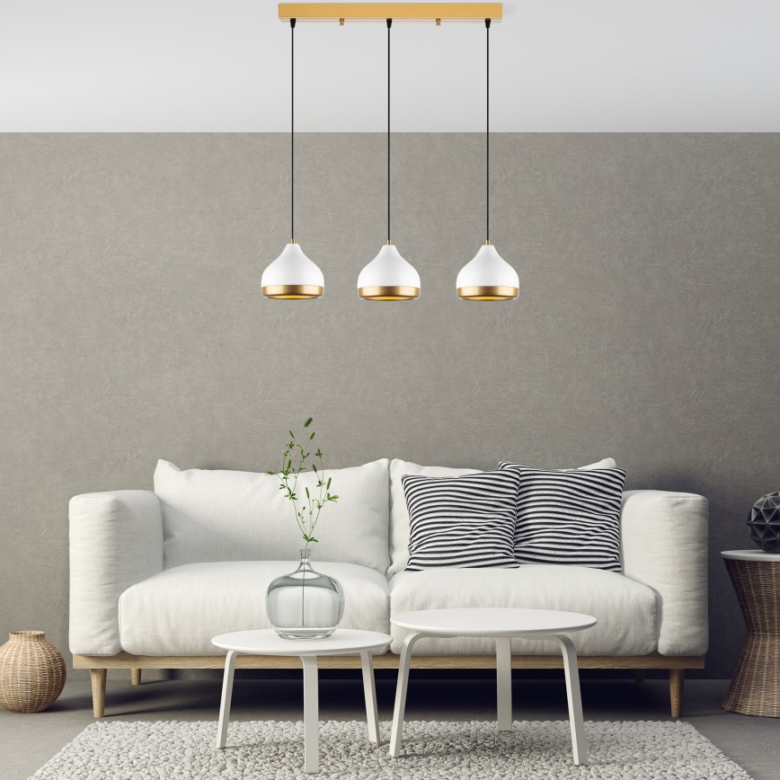 Lampada sospesa YILDO 3xE27/40W/230V bianco/oro