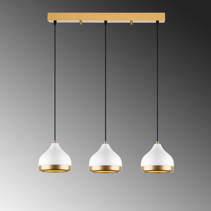Lampada sospesa YILDO 3xE27/40W/230V bianco/oro