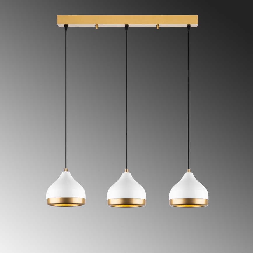 Lampada sospesa YILDO 3xE27/40W/230V bianco/oro