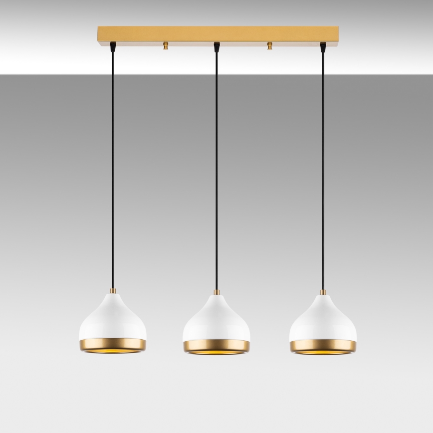 Lampada sospesa YILDO 3xE27/40W/230V bianco/oro
