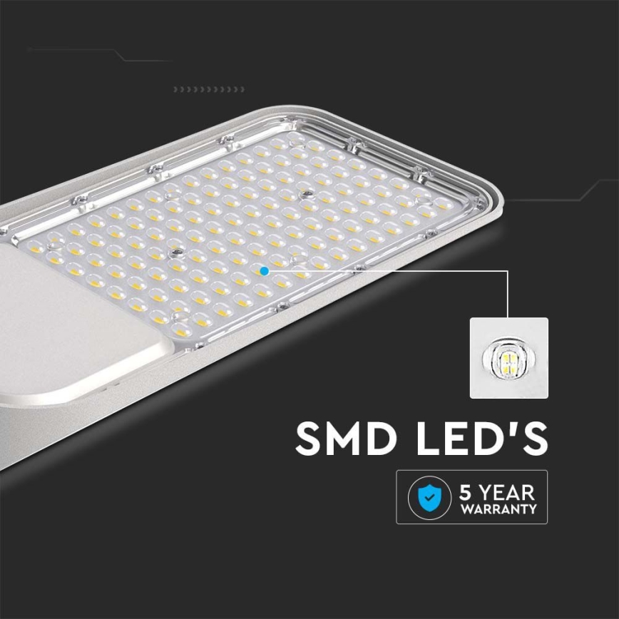 Lampione stradale LED CHIP SAMSUNG LED/100W/230V 6500K IP65 grigio