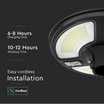 Lampada stradale solare LED con sensore LED/10W/3,2V 6500K IP65 25000 mAh + telecomando