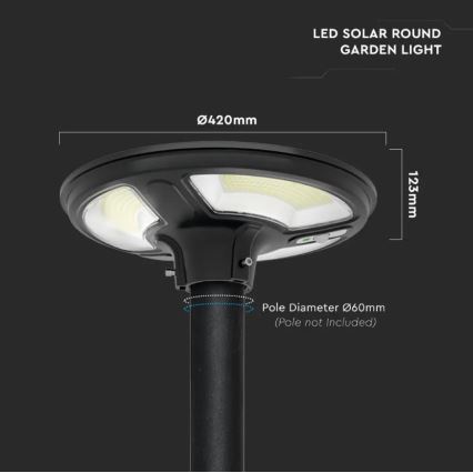 Lampada stradale solare LED con sensore LED/10W/3,2V 6500K IP65 25000 mAh + telecomando