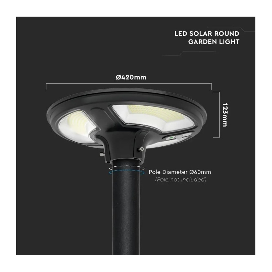Lampada stradale solare LED con sensore LED/10W/3,2V 6500K IP65 25000 mAh + telecomando