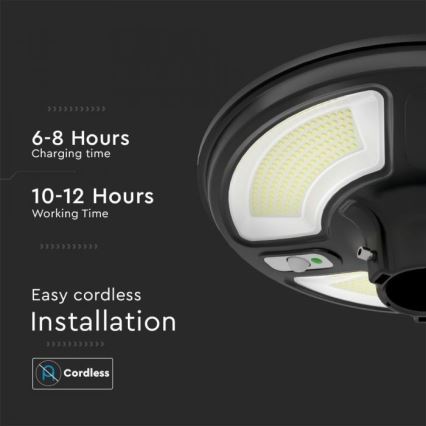 Lampada stradale solare LED con sensore LED/10W/3,2V IP65 4000K 15000 mAh + telecomando