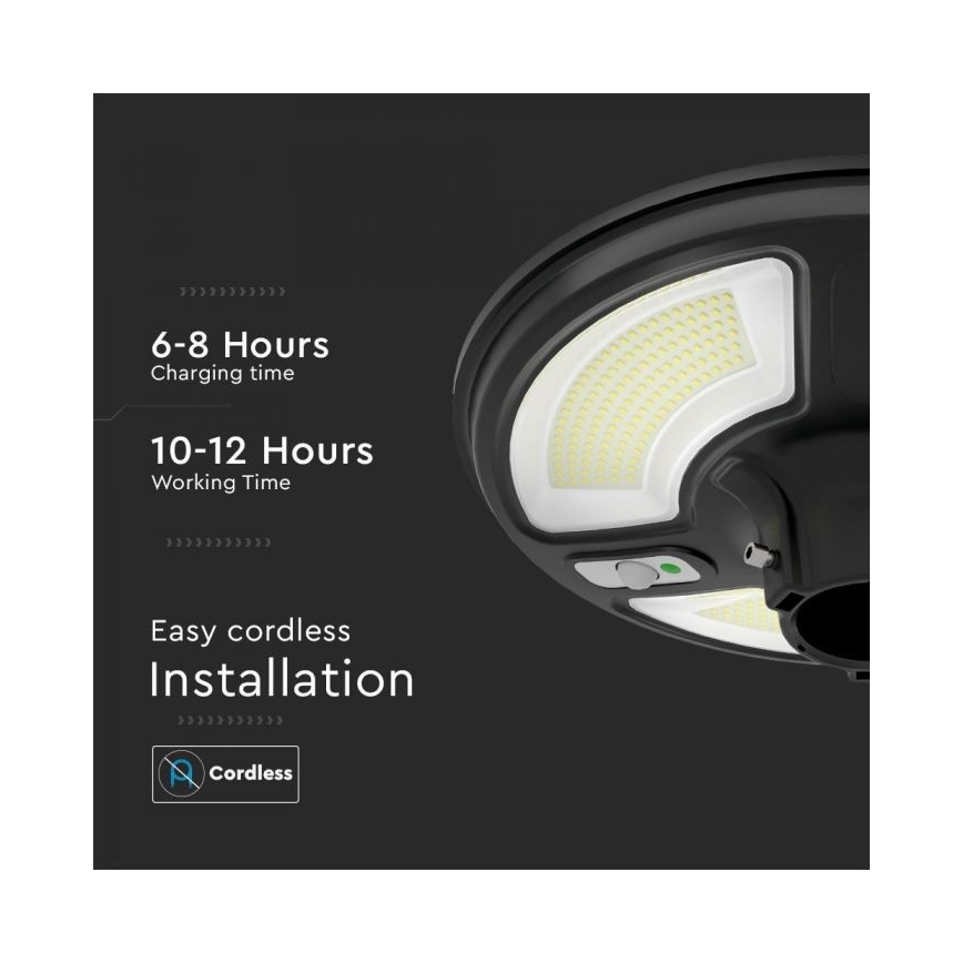 Lampada stradale solare LED con sensore LED/10W/3,2V IP65 4000K 15000 mAh + telecomando