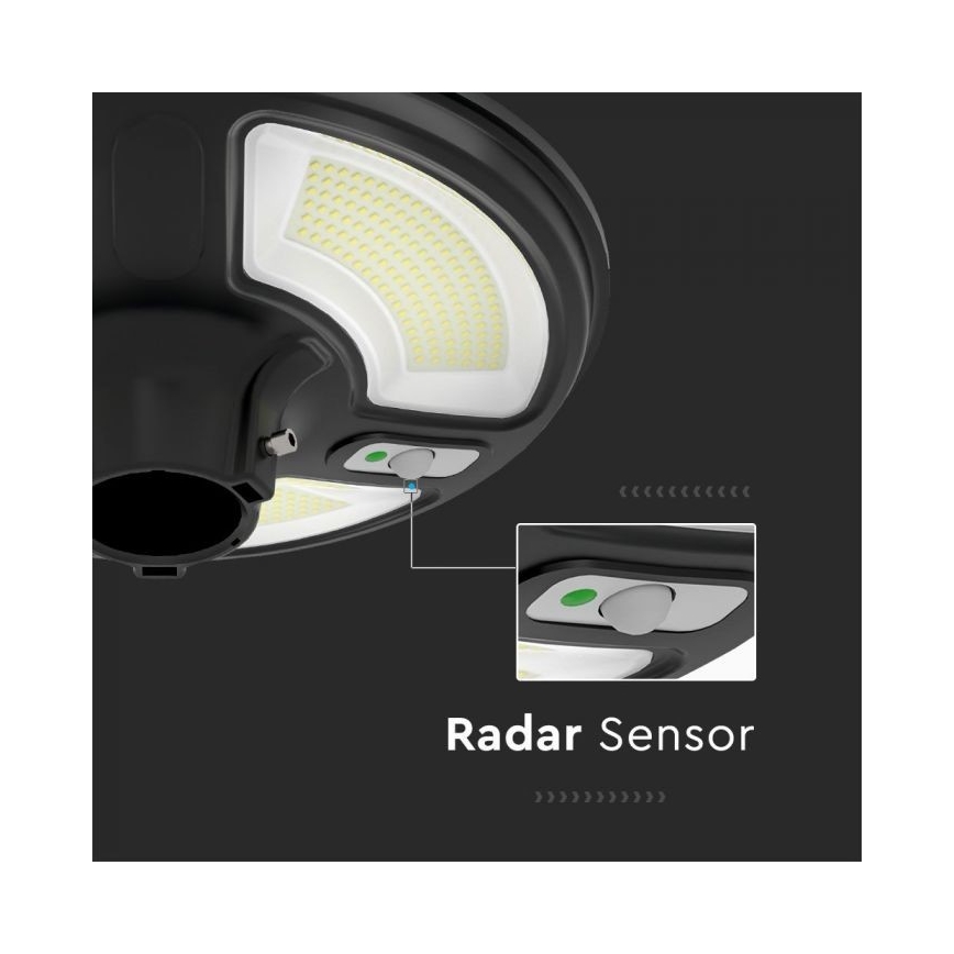 Lampada stradale solare LED con sensore LED/10W/3,2V IP65 4000K 15000 mAh + telecomando