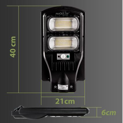 LED Lampione solare dimmerabile con sensore LED/120W/6V 6500K IP65 nero + telecomando