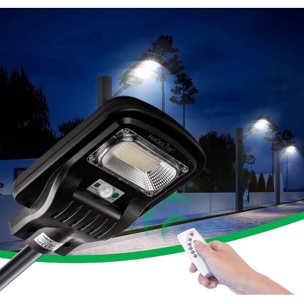 LED Lampione solare dimmerabile con sensore LED/150W/6V 6500K IP65 nero + telecomando