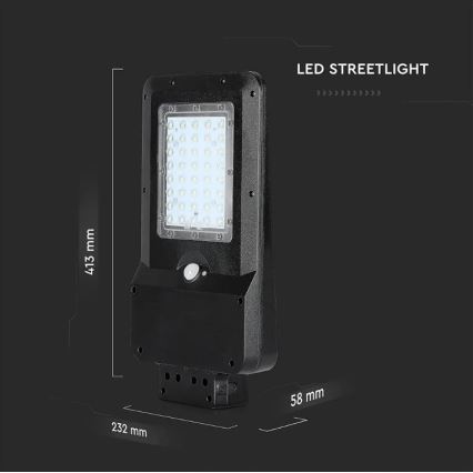 Lampada stradale solare LED con sensore LED/15W/7,4V 4000K IP65 10800 mAh