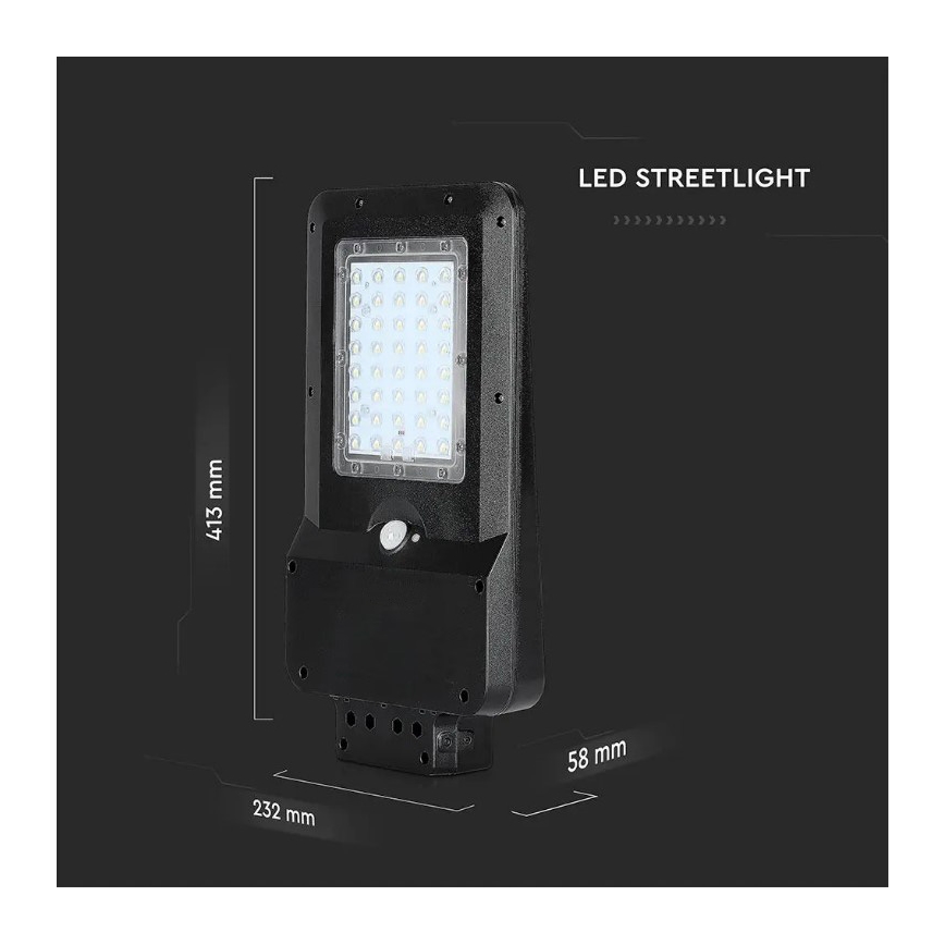 Lampada stradale solare LED con sensore LED/15W/7,4V 4000K IP65 10800 mAh