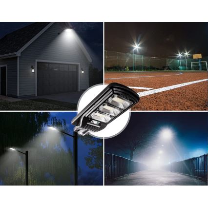 LED Lampione solare dimmerabile con sensore LED/180W/6V 6500K IP65 nero + telecomando