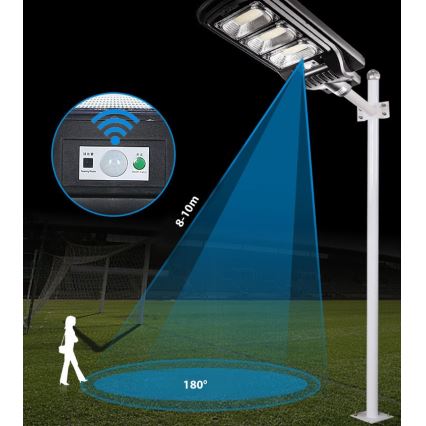 LED Lampione solare dimmerabile con sensore LED/180W/6V 6500K IP65 nero + telecomando