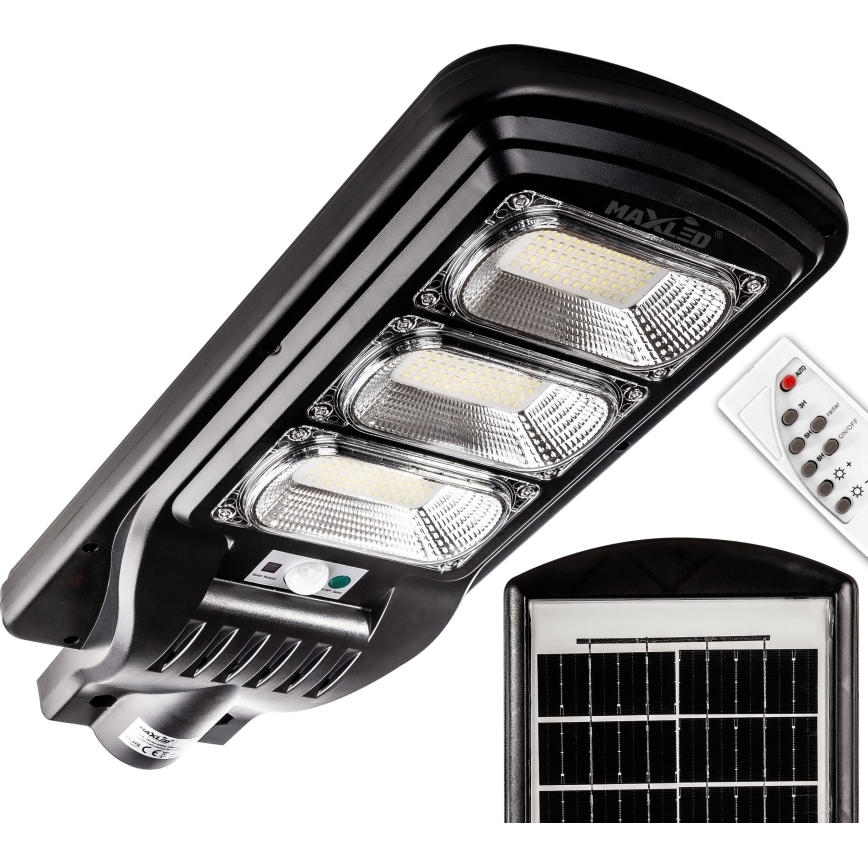 LED Lampione solare dimmerabile con sensore LED/180W/6V 6500K IP65 nero + telecomando