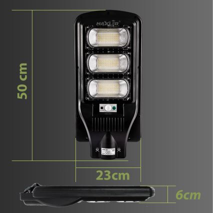 LED Lampione solare dimmerabile con sensore LED/180W/6V 6500K IP65 nero + telecomando