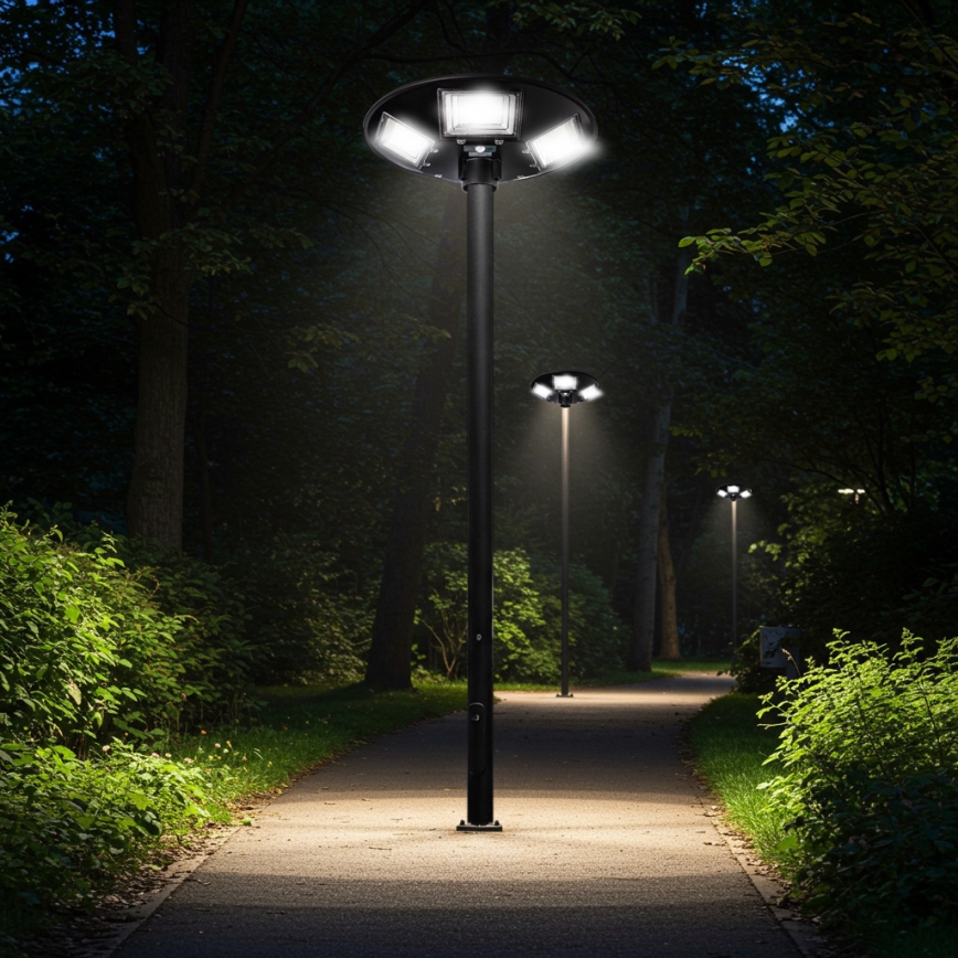 LED Lampione solare dimmerabile con sensore LED/22W/6V 18000 mAh 6500K IP65 nero + telecomando