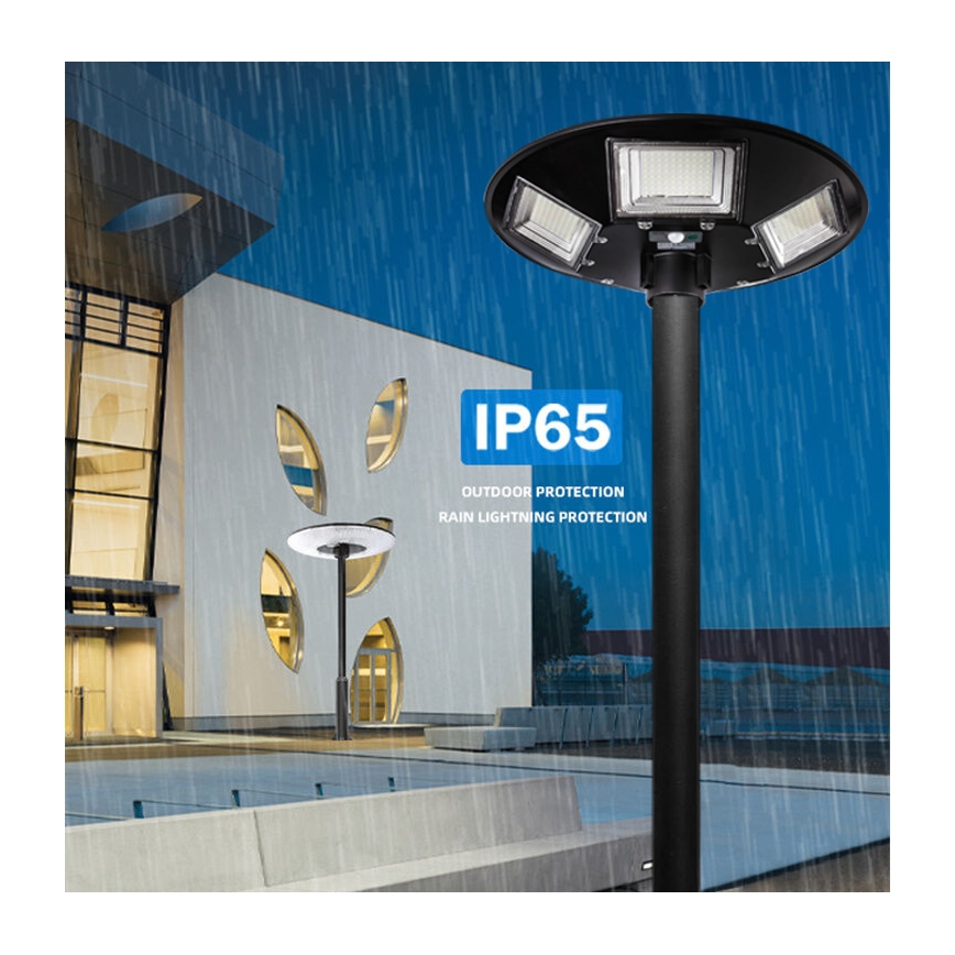 LED Lampione solare dimmerabile con sensore LED/22W/6V 18000 mAh 6500K IP65 nero + telecomando