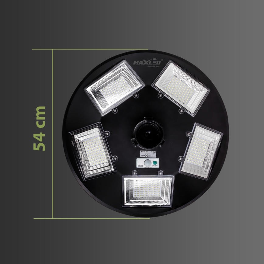 LED Lampione solare dimmerabile con sensore LED/22W/6V 18000 mAh 6500K IP65 nero + telecomando