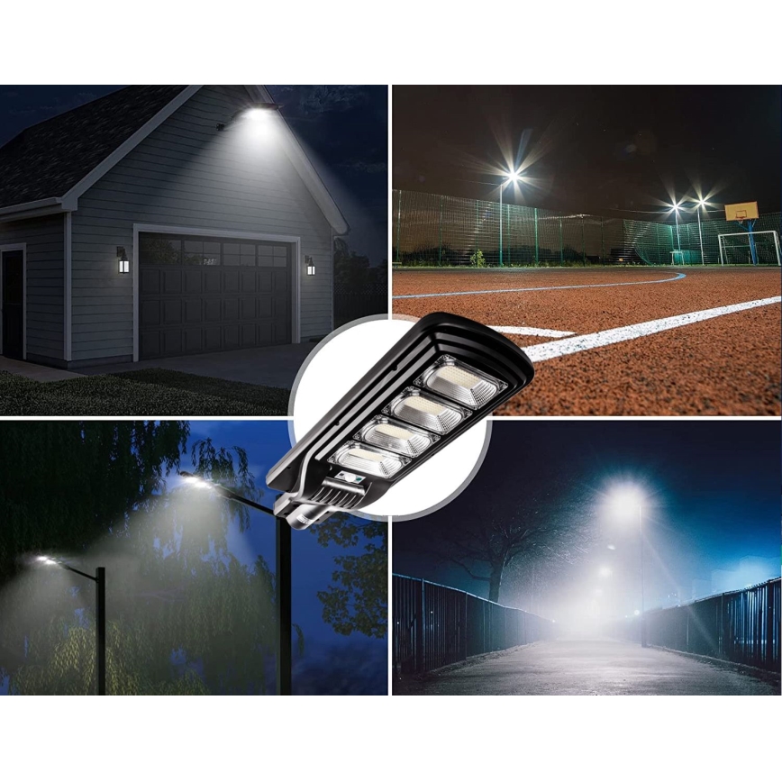 LED Lampione solare dimmerabile con sensore LED/240W/6V 6500K IP65 nero + telecomando