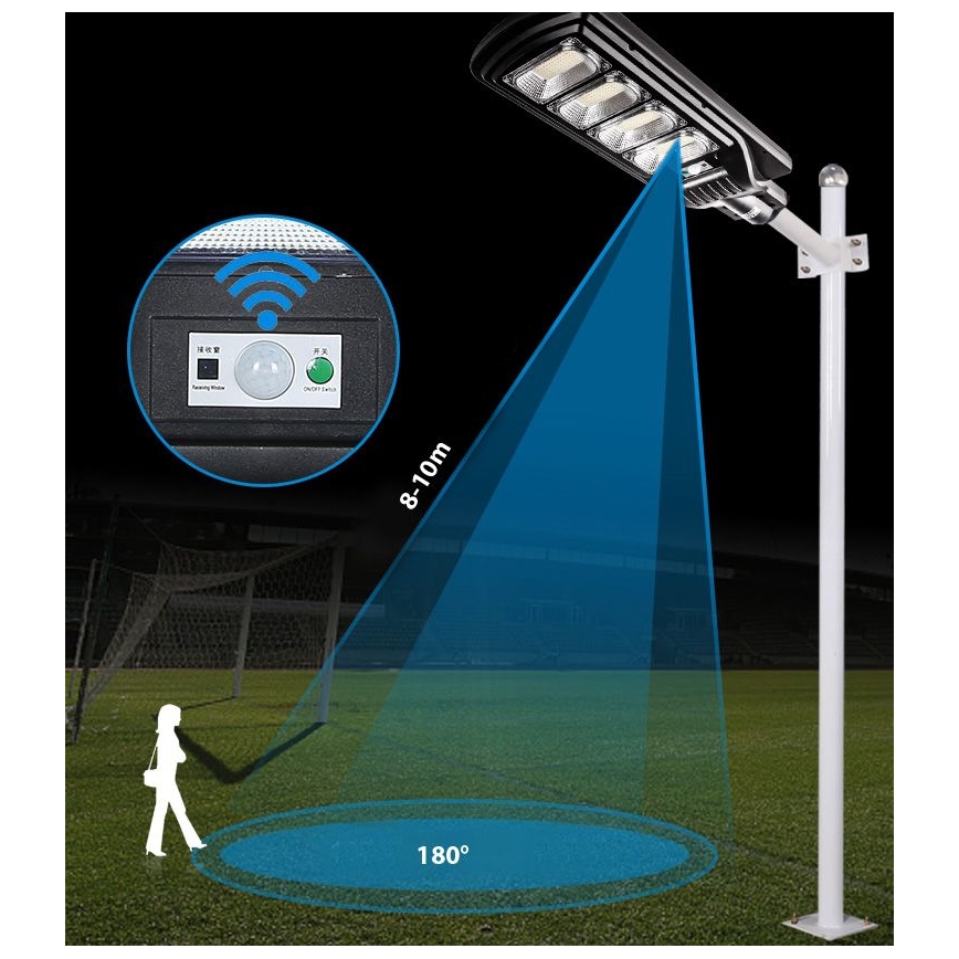 LED Lampione solare dimmerabile con sensore LED/240W/6V 6500K IP65 nero + telecomando
