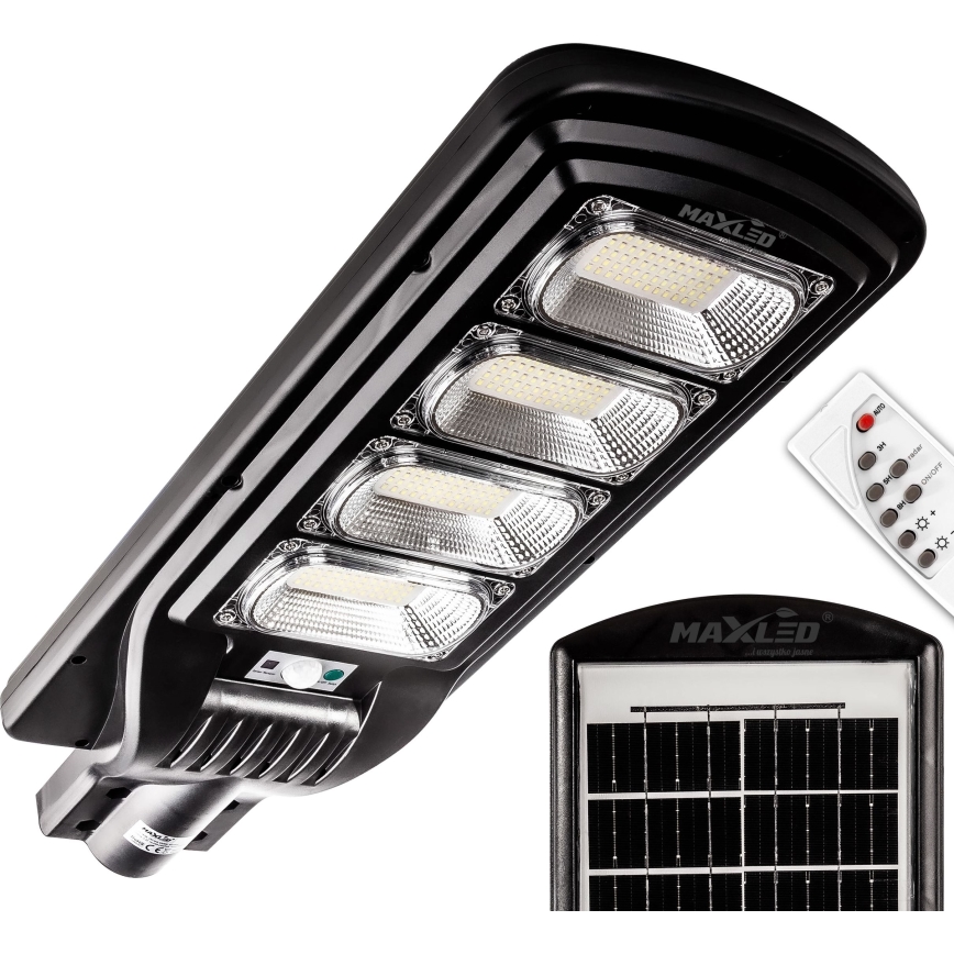 LED Lampione solare dimmerabile con sensore LED/240W/6V 6500K IP65 nero + telecomando