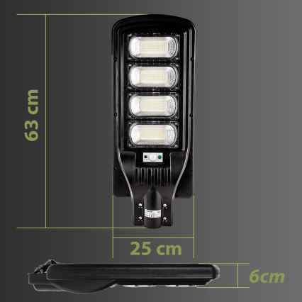 LED Lampione solare dimmerabile con sensore LED/240W/6V 6500K IP65 nero + telecomando