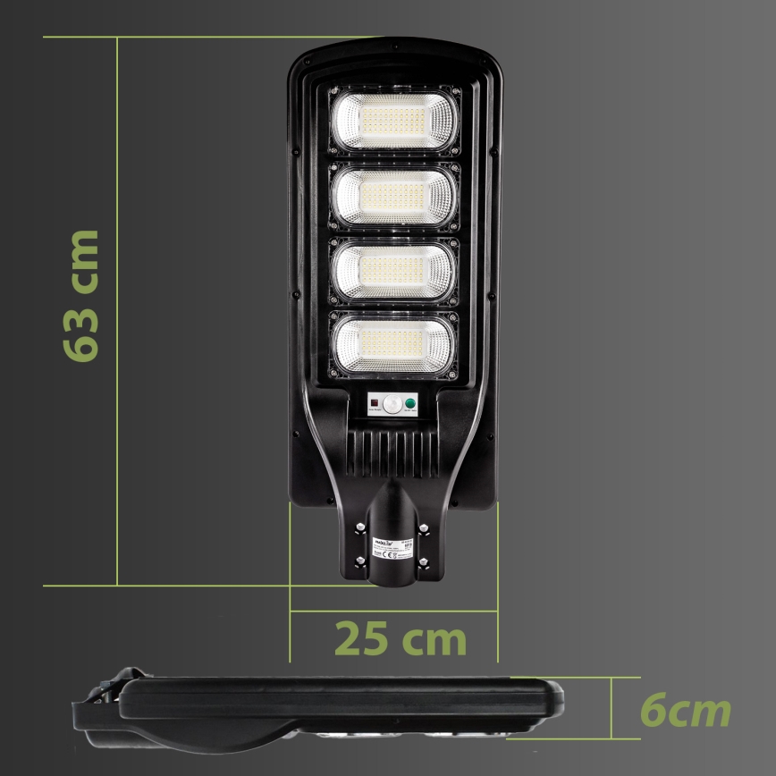 LED Lampione solare dimmerabile con sensore LED/240W/6V 6500K IP65 nero + telecomando