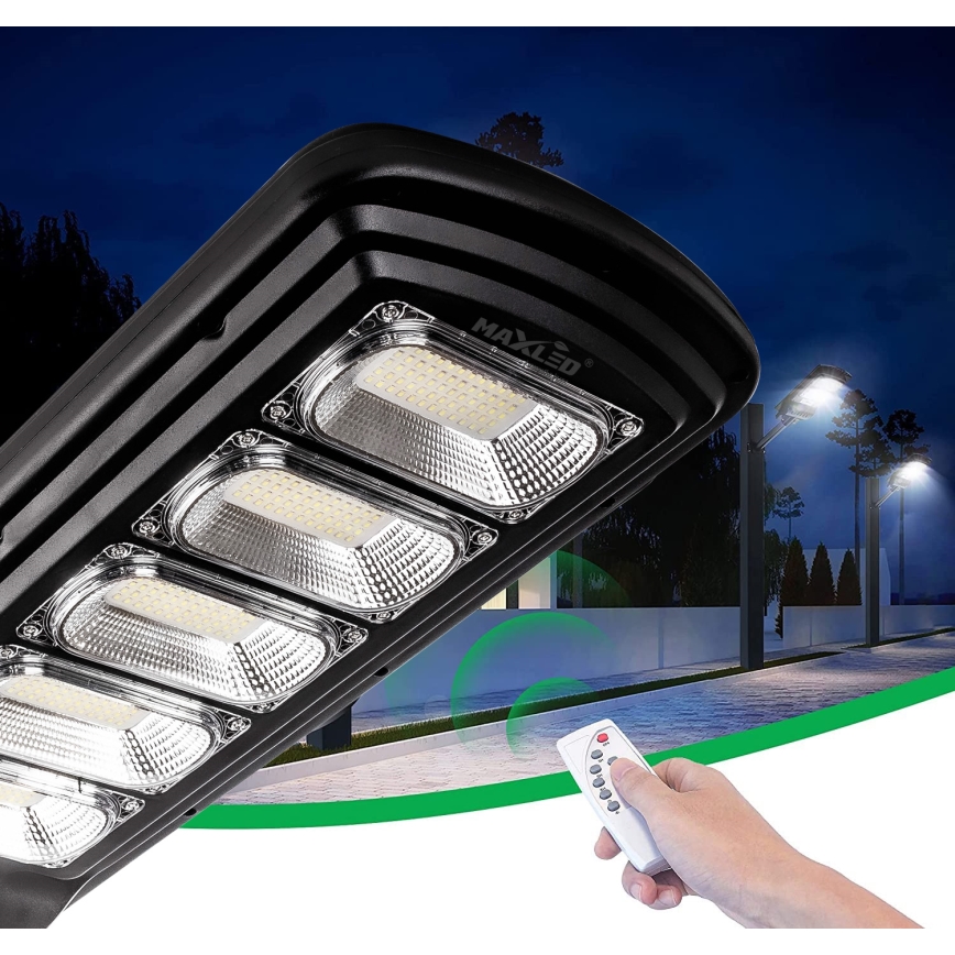 LED Lampione solare dimmerabile con sensore LED/300W/6V 6500K IP65 nero + telecomando