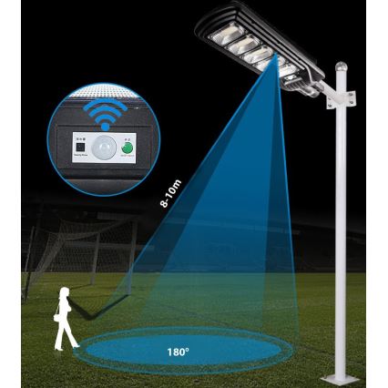 LED Lampione solare dimmerabile con sensore LED/300W/6V 6500K IP65 nero + telecomando