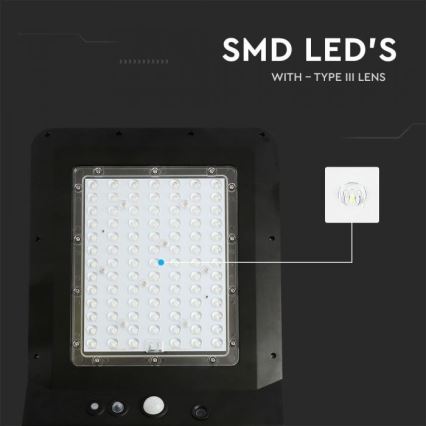 Lampada stradale solare LED con sensore LED/40W/9,6V IP65 4000K + telecomando