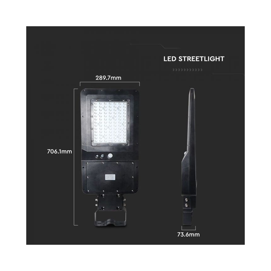 Lampada stradale solare LED con sensore LED/40W/9,6V IP65 4000K + telecomando