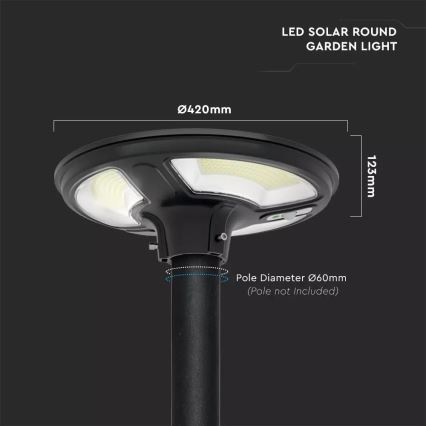 Lampada stradale solare LED con sensore LED/7,5W/3,2V IP65 4000K 15000 mAh + telecomando