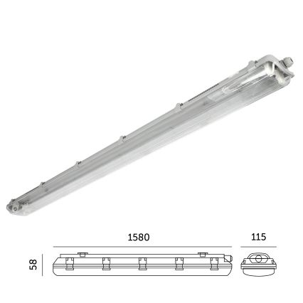 Lampada tecnica fluorescente 2xG13/22W/230V IP65