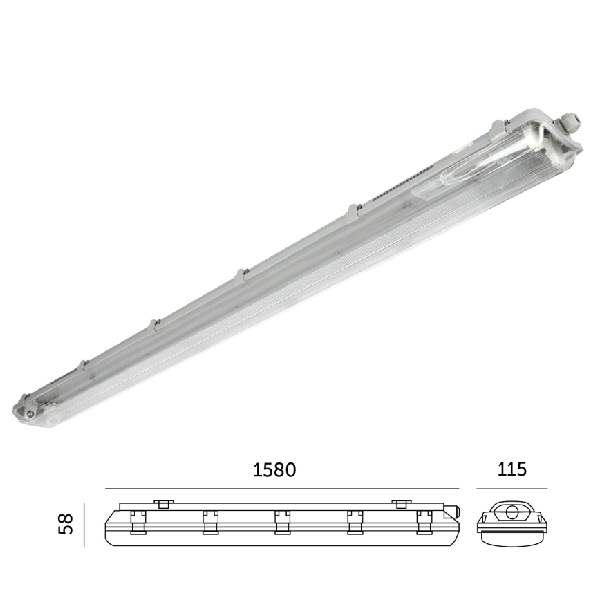 Lampada tecnica fluorescente 2xG13/22W/230V IP65