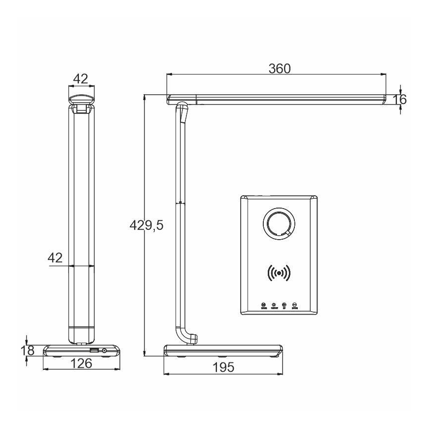 Lampada touch LED dimmerabile con ricarica wireless MEGGIE LED/8W/230V + USB