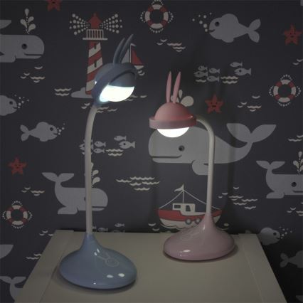 Lampada touch LED per bambini RABBIT LED/0,4W/5V 3000/6500K blu + USB