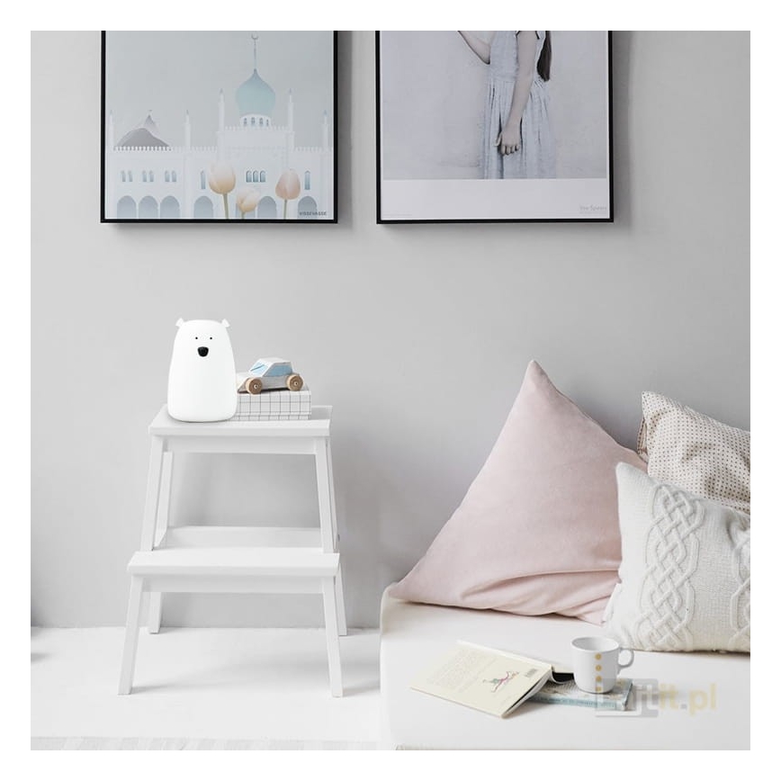 Lampada touch LED RGB per bambini BEAR LED/0,8W/5V bianca + USB