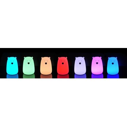 Lampada touch LED RGB per bambini BEAR LED/0,8W/5V bianca + USB