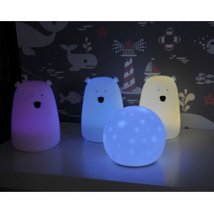 Lampada touch LED RGB per bambini BEAR LED/0,8W/5V bianca + USB