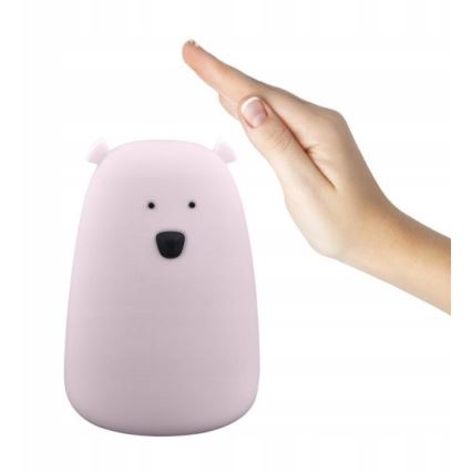 Lampada touch LED RGB  per bambini BEAR LED/0,8W/5V rosa + USB