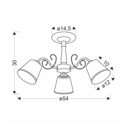 Lampadario a barra LOSANNA 3xE14/40W/230V in ottone