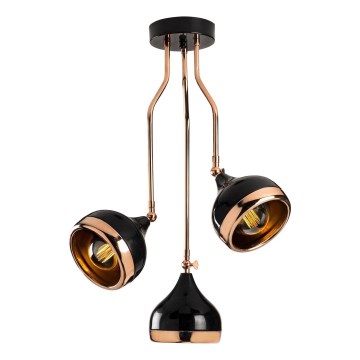 Lampadario a barra YILDO 3xE27/40W/230V nero/rame
