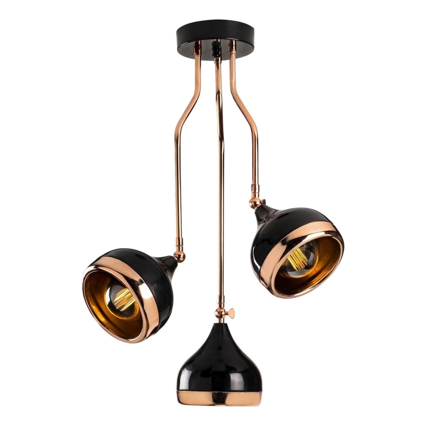 Lampadario a barra YILDO 3xE27/40W/230V nero/rame