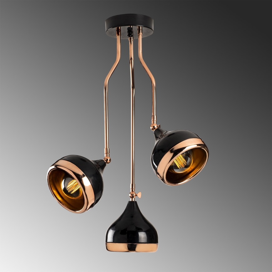 Lampadario a barra YILDO 3xE27/40W/230V nero/rame